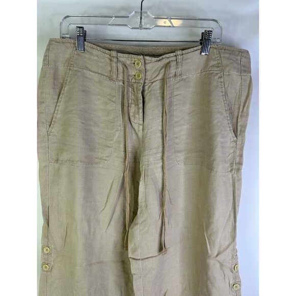 Vintage 90s Tommy Hilfiger Linen Wide Leg Cropped Flowy Pants - Picture 6 of 9